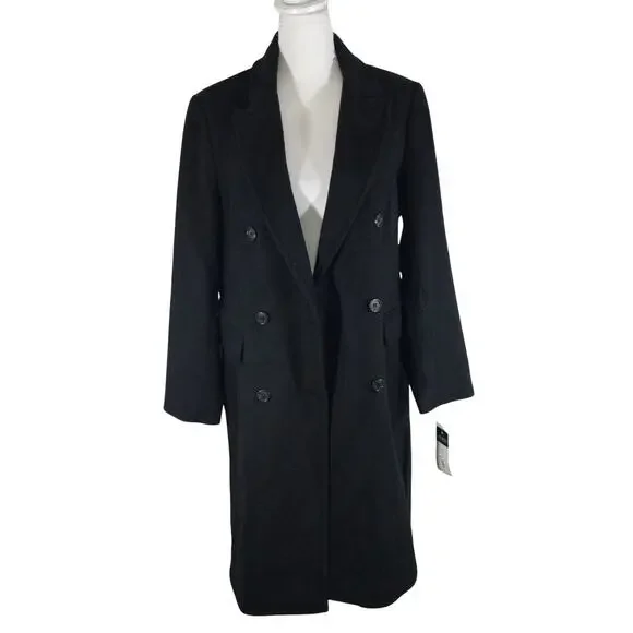 NWT@$340! LAUREN BY RALPH LAUREN! BLACK WOOL BLEND DOUBLE BREAST OVERCOAT! SZ 8 - Picture 3 of 16